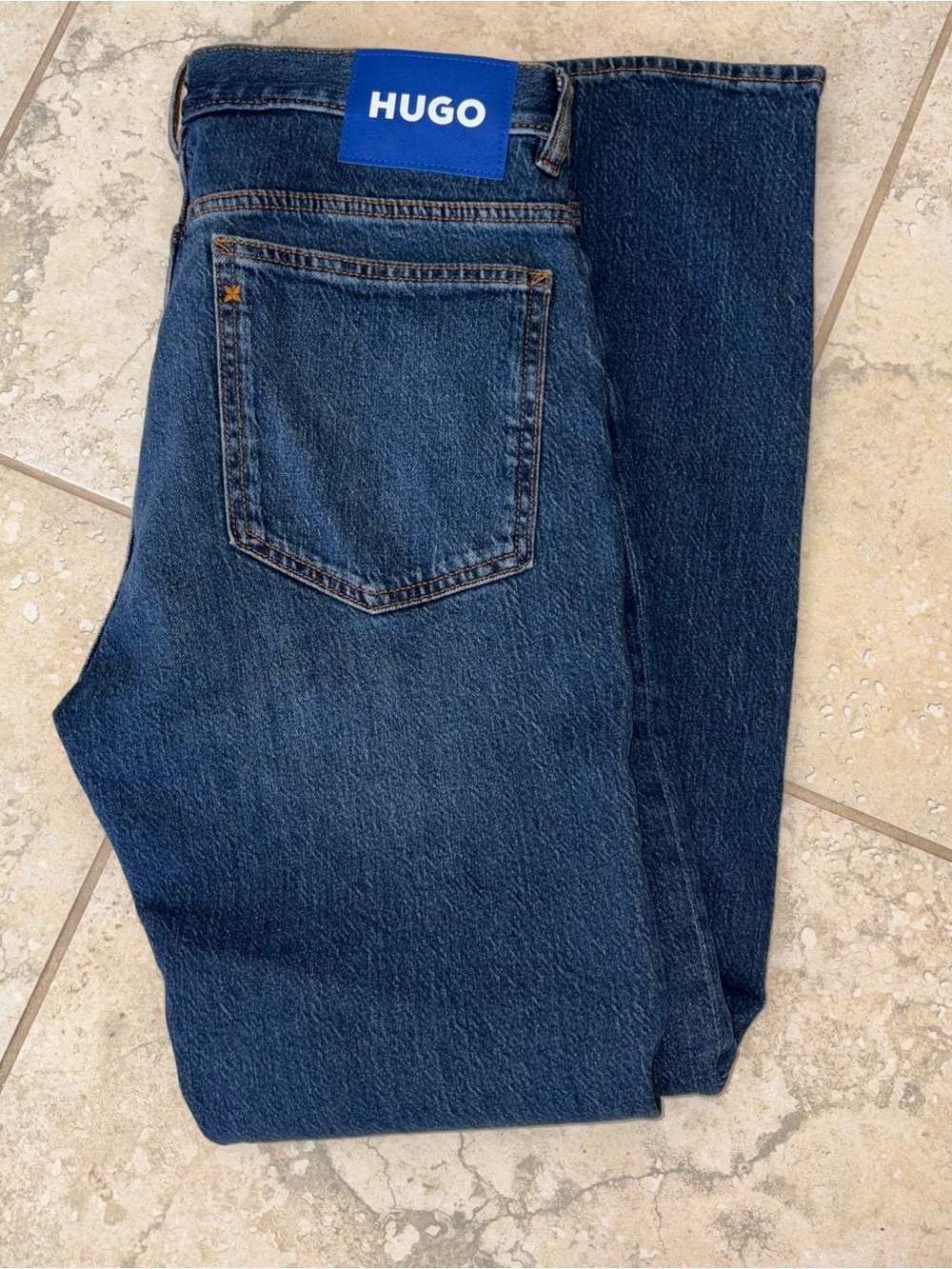 HUGO Men's Slim Dark Blue Denim Jeans